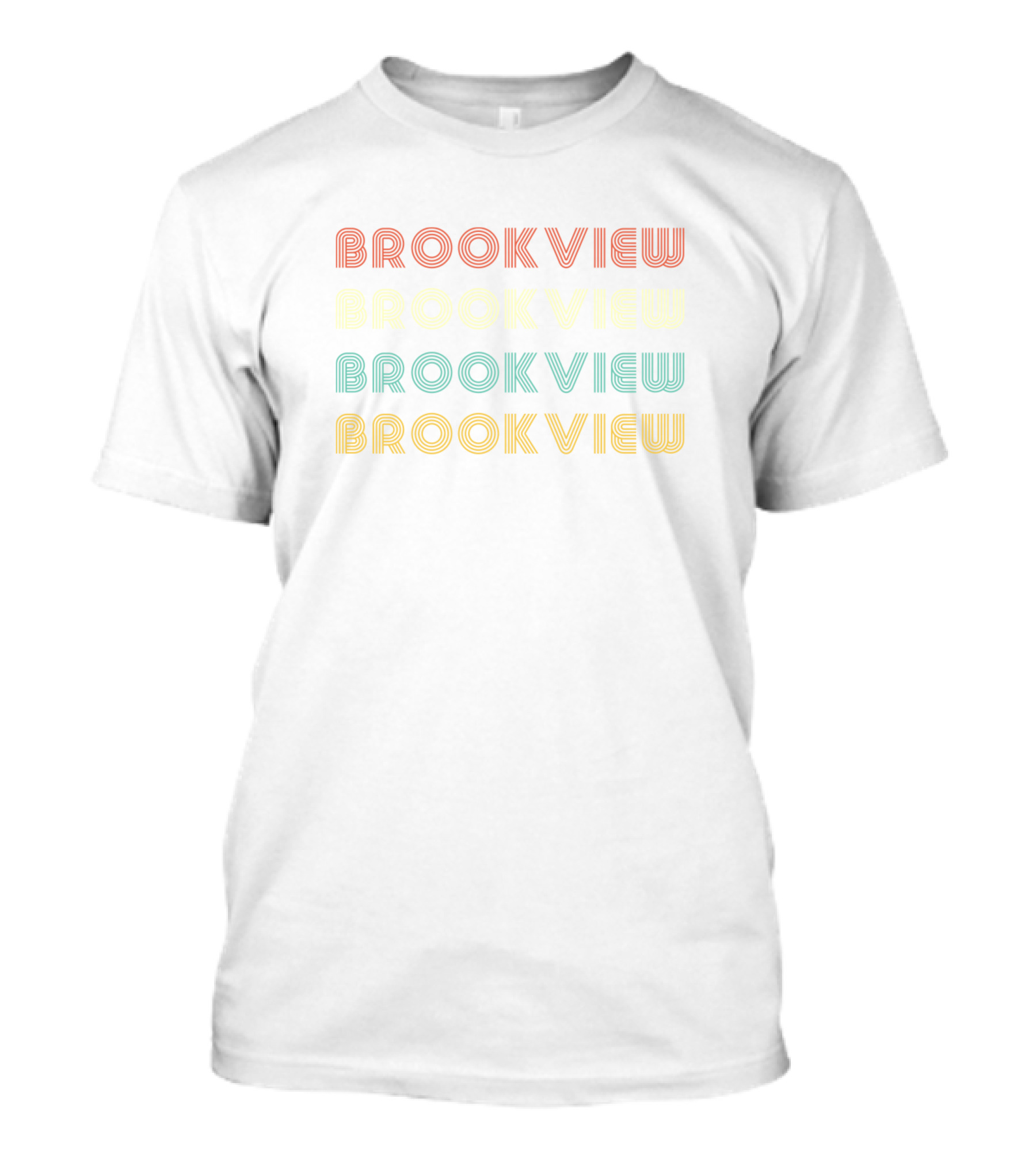 Brookview Vintage Retro Style Multi-Color Text T-Shirt