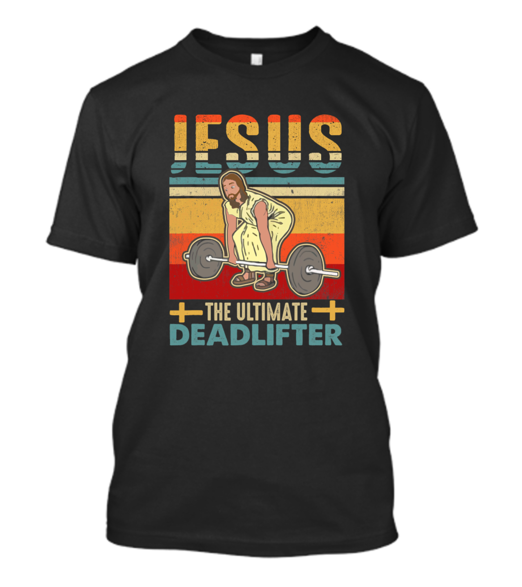 Vintage Jesus The Ultimate Deadlifter Retro Workout Humor T-Shirt