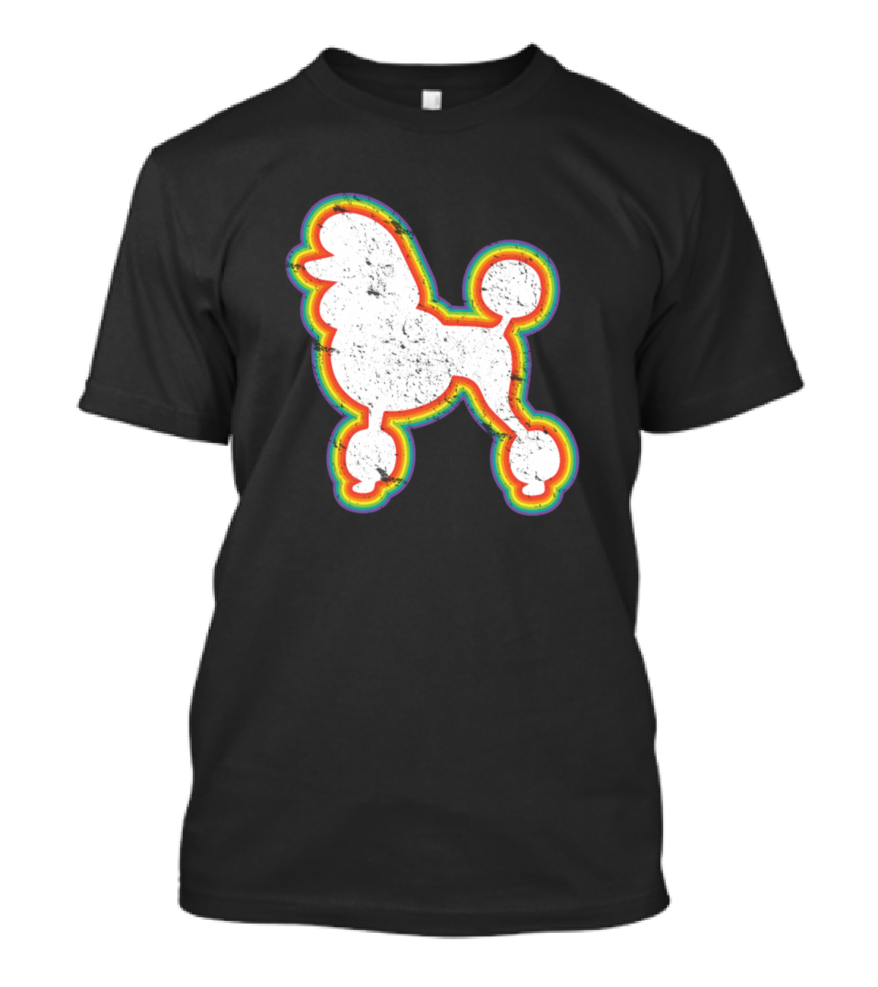 Vintage Retro Poodle Dog Rainbow T-Shirt