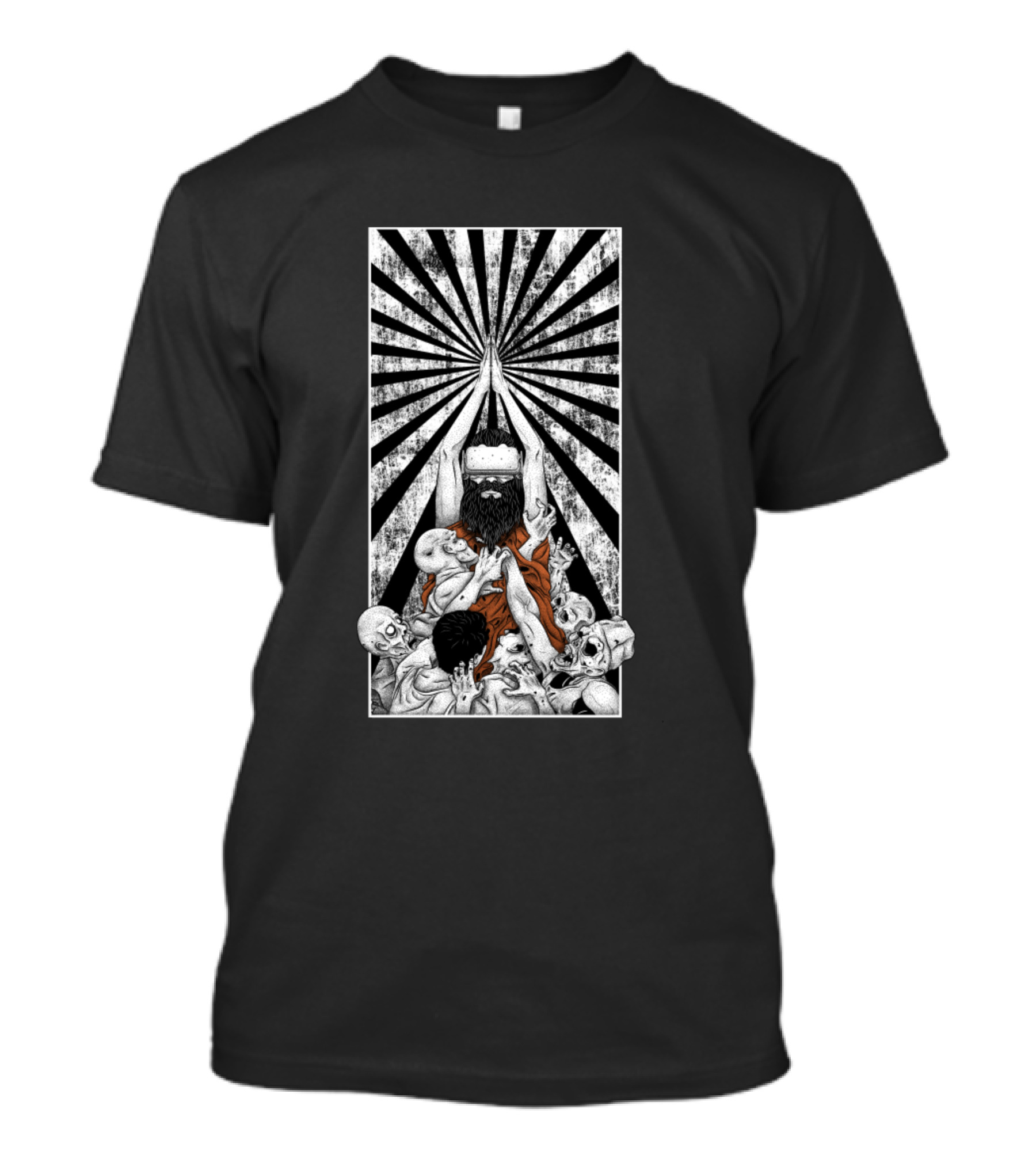 Yoga Power 9000 Radiant Meditation With Skeletons And Bearded Yogi T-Shirt