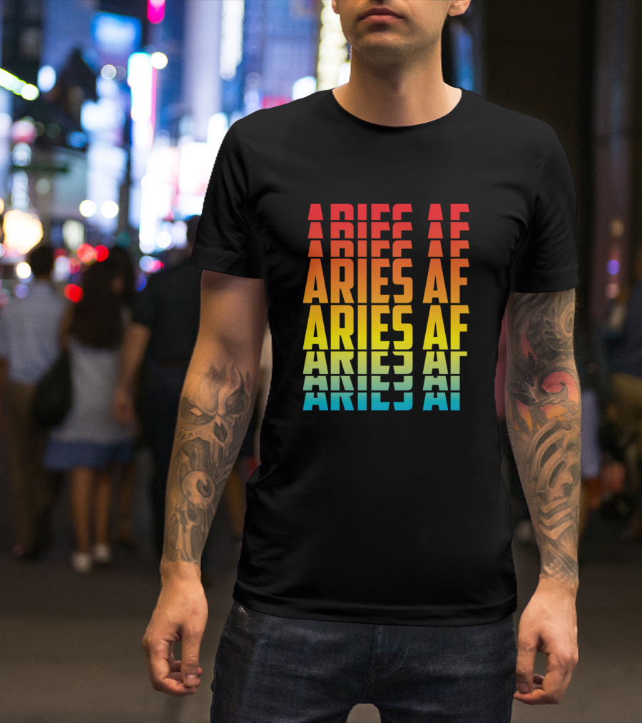 Aries AF Gradient Typography Multicolor Lines T-Shirt