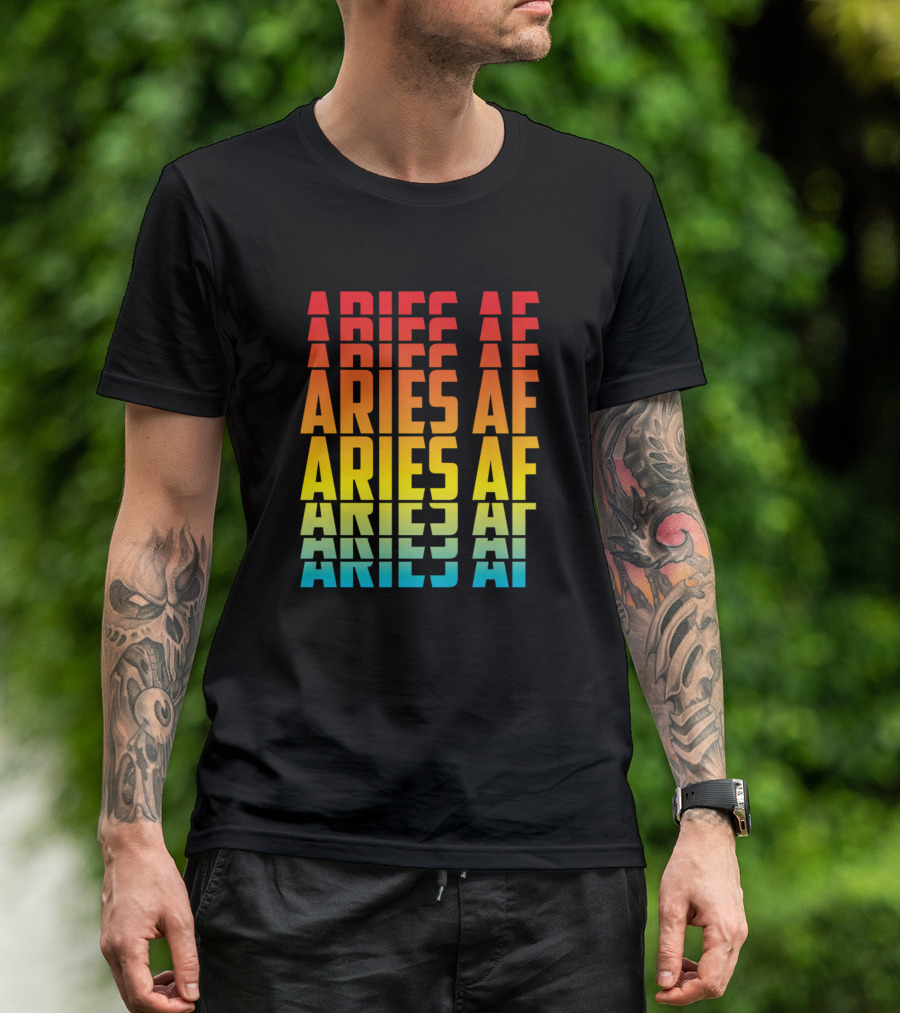 Aries AF Gradient Typography Multicolor Lines T-Shirt