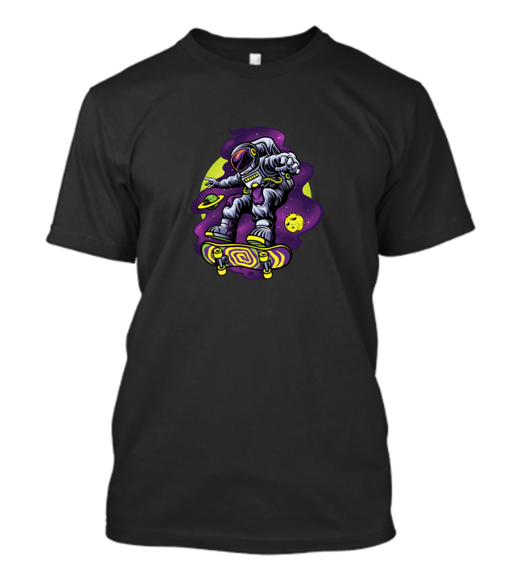 Astronaut Skateboard Adventure In Outer Space With Planets T-Shirt