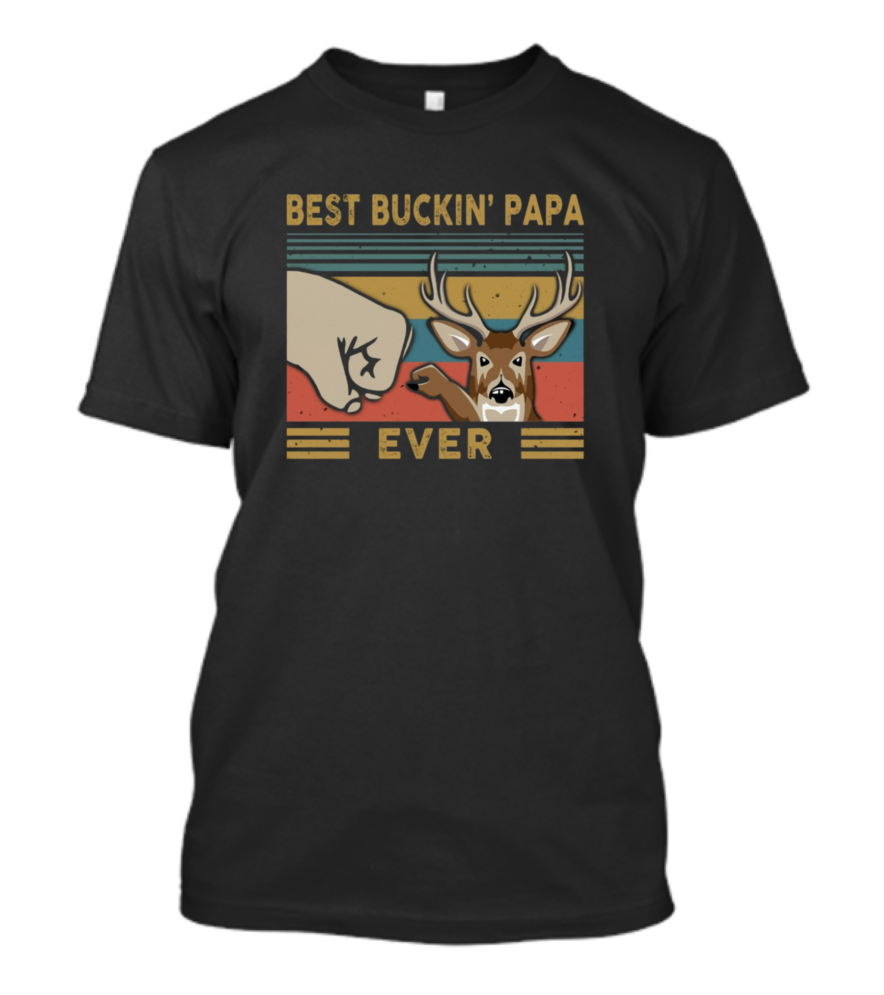 Best Buckin' Papa Ever Vintage Fist Bump Deer T-Shirt
