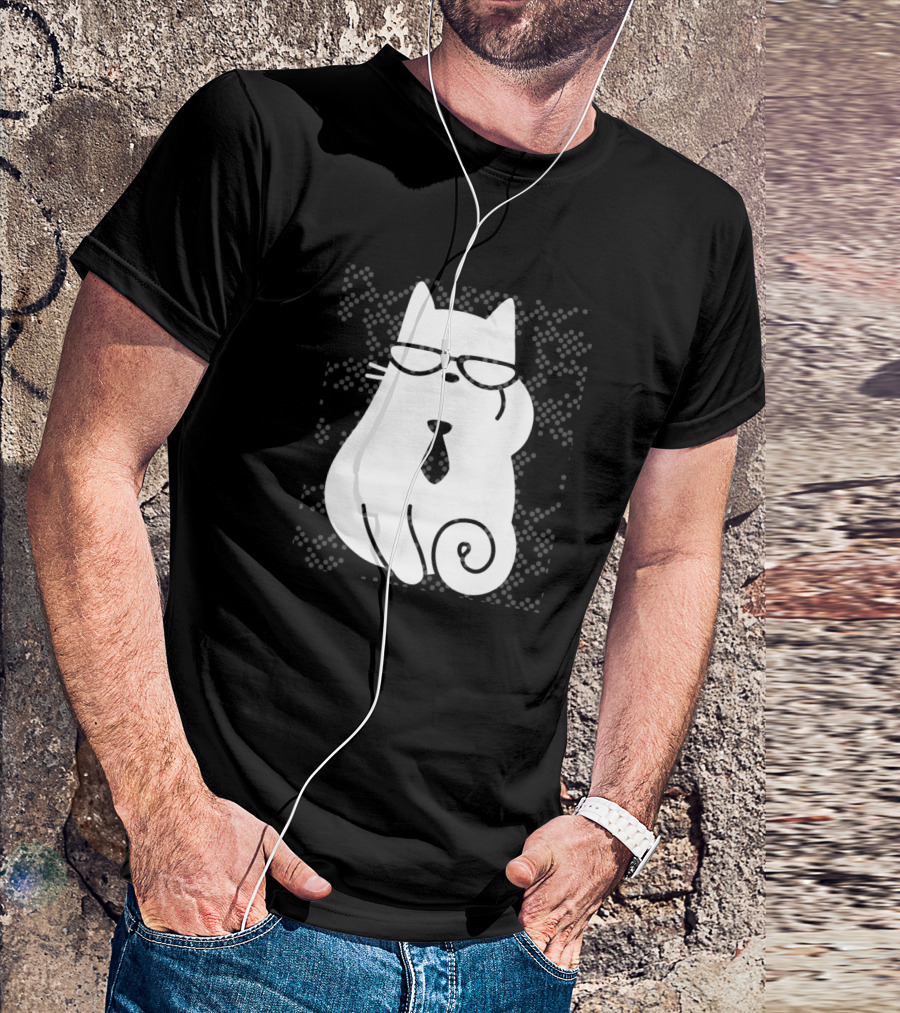 Sophisticated Cat With Glasses And Tie T-Shirt