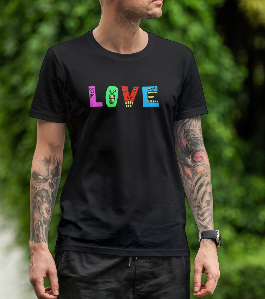 Cute Love Colorful Character Letters Dancing Motivational Text T-Shirt