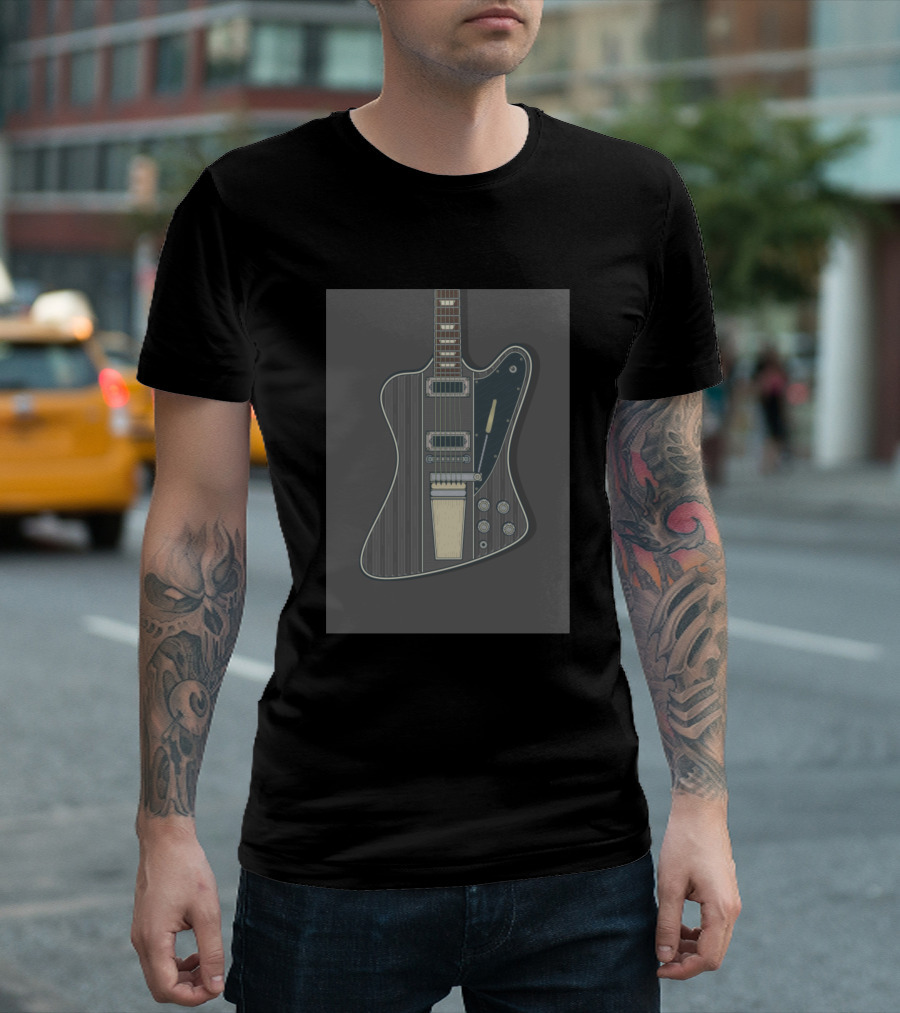 Grey Stylish Rock Guitar Retro Vibe Electric Instrument T-Shirt