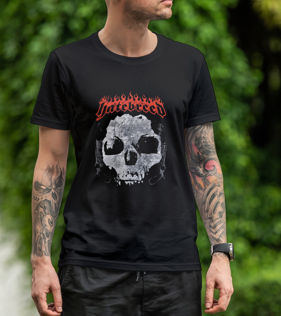 Hatebreed Flaming Text Skull T-Shirt