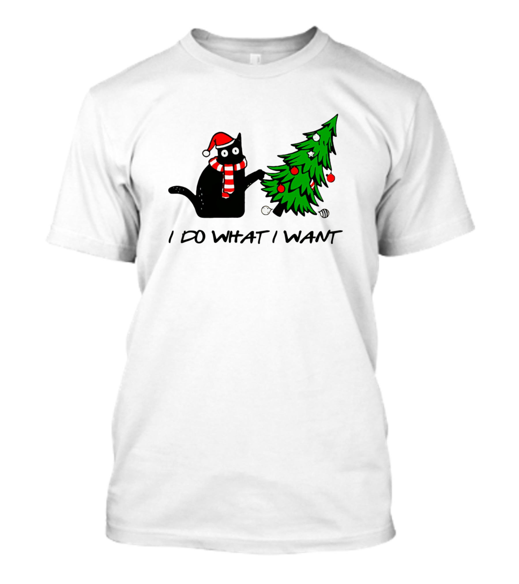 I Do What I Want Cat Christmas Tree Holiday Humor T-Shirt