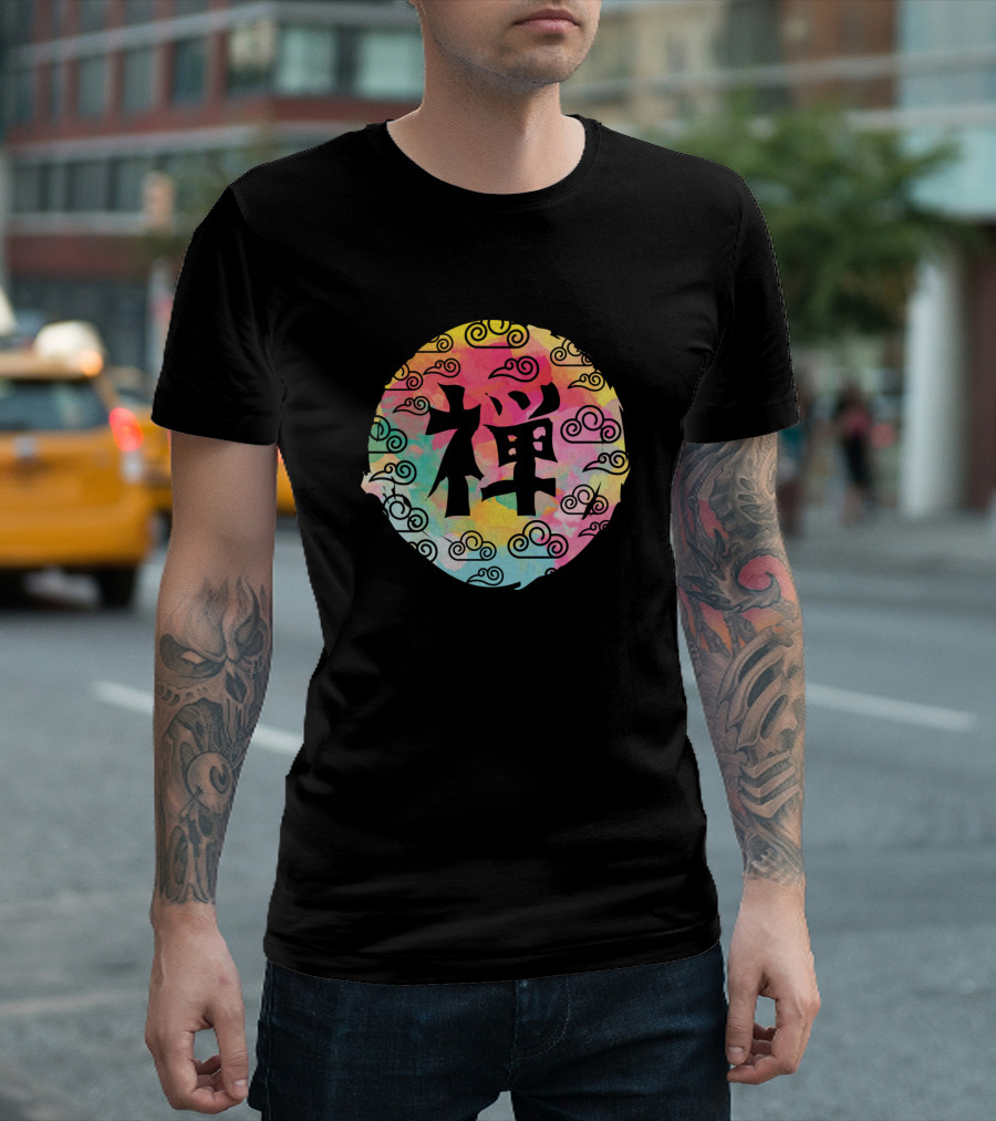 Japanese Symbol for Zen with Colorful Background in Yoga Context T-Shirt