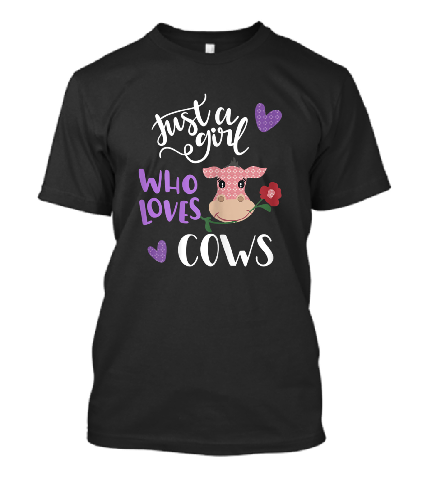 Just A Girl Who Loves Cows Hearts And Flower T-Shirt