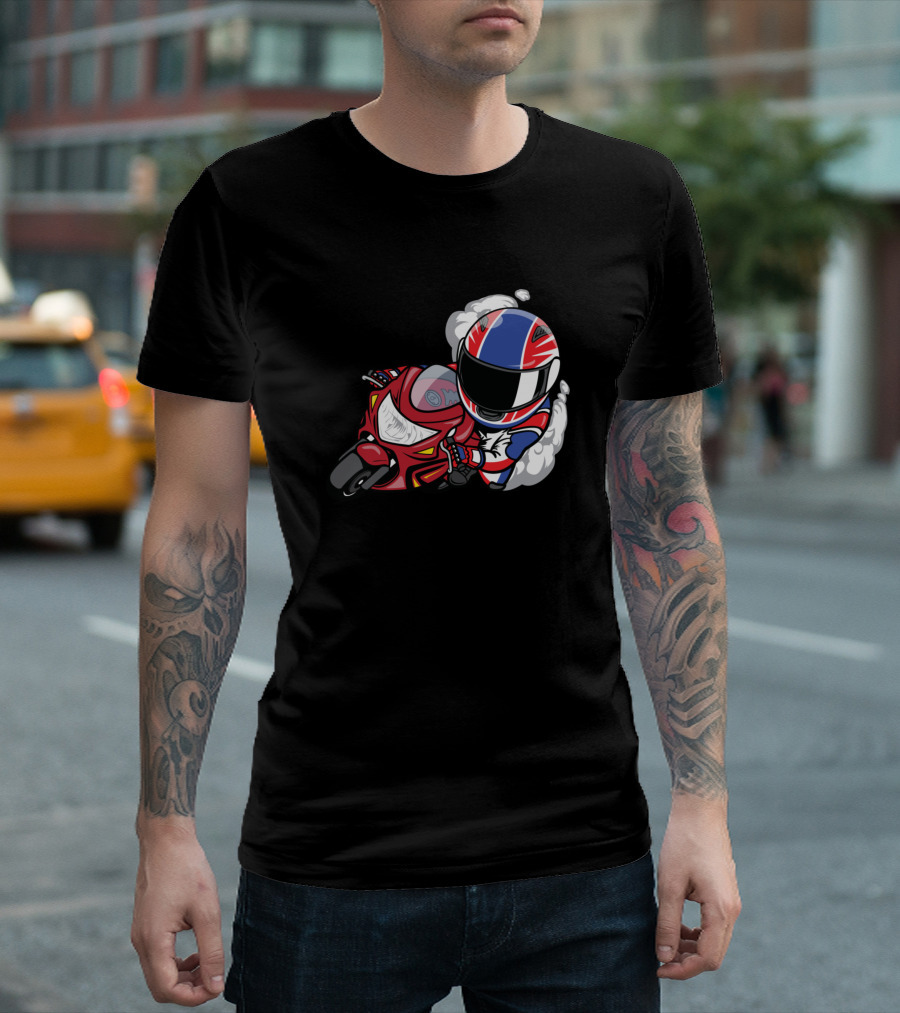 Motorsport Racing British Flag Helmet Bike Rider T-Shirt