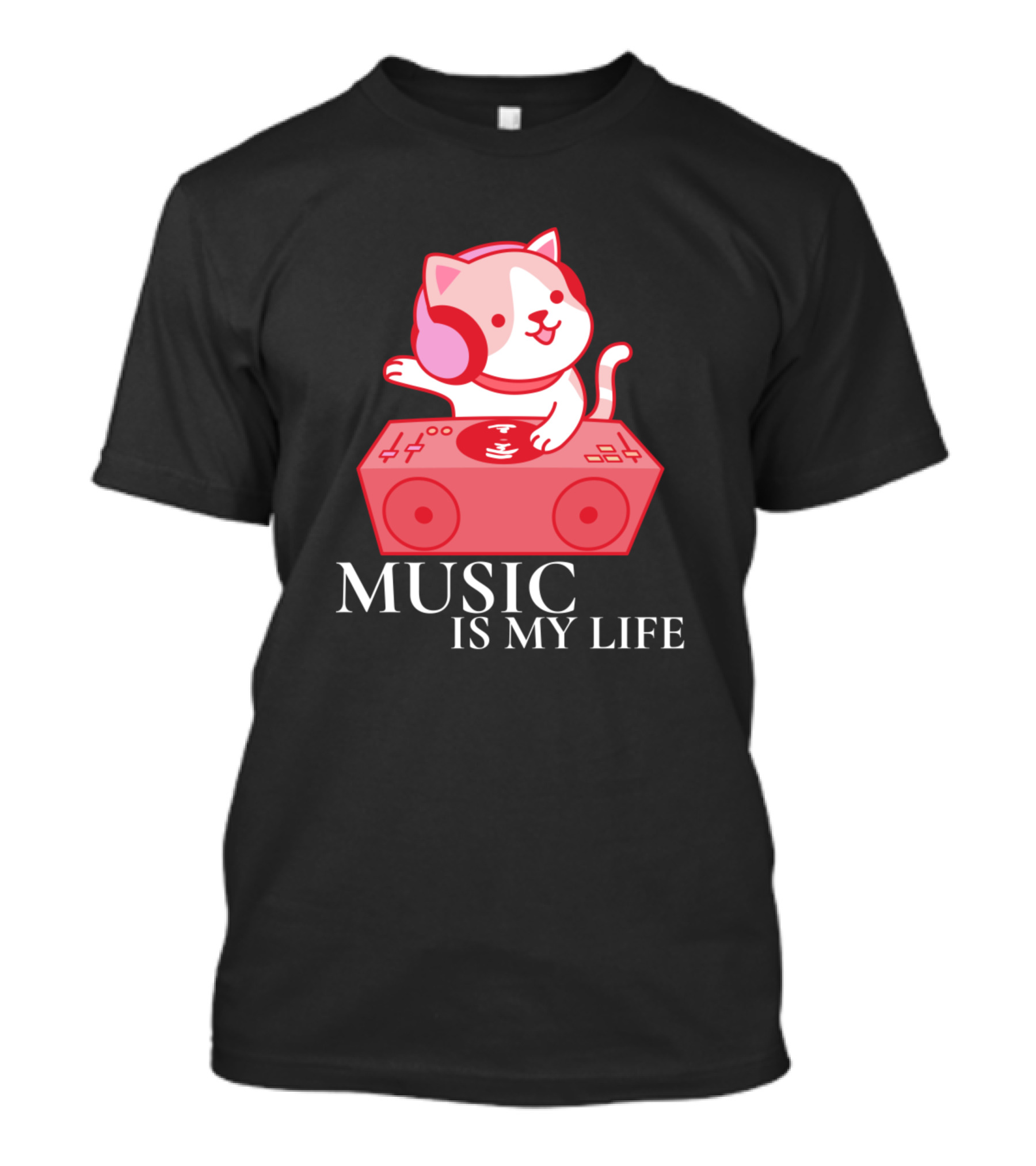 Music Is My Life Cat Animal Lover Kitty T-Shirt