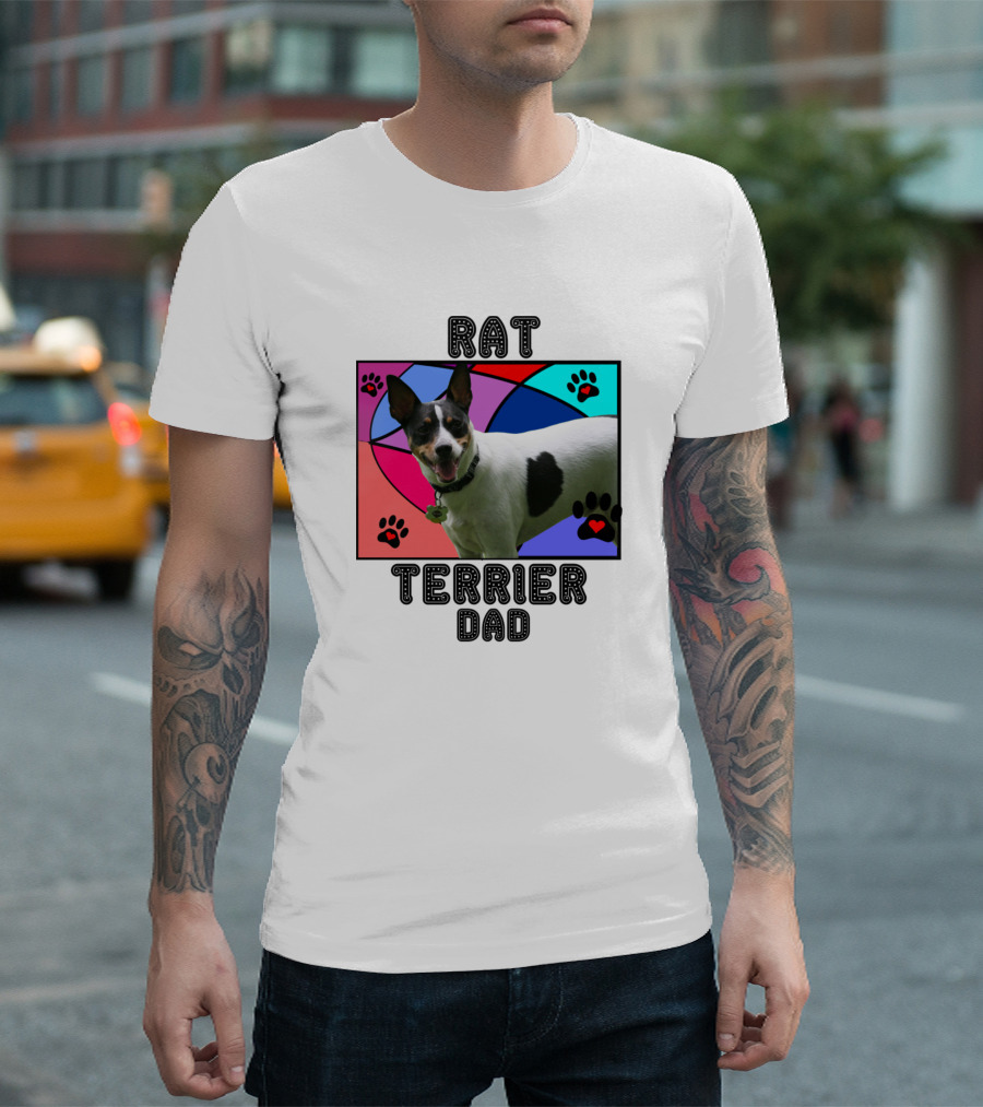 Rat Terrier Dad Paw Print Heart T-Shirt