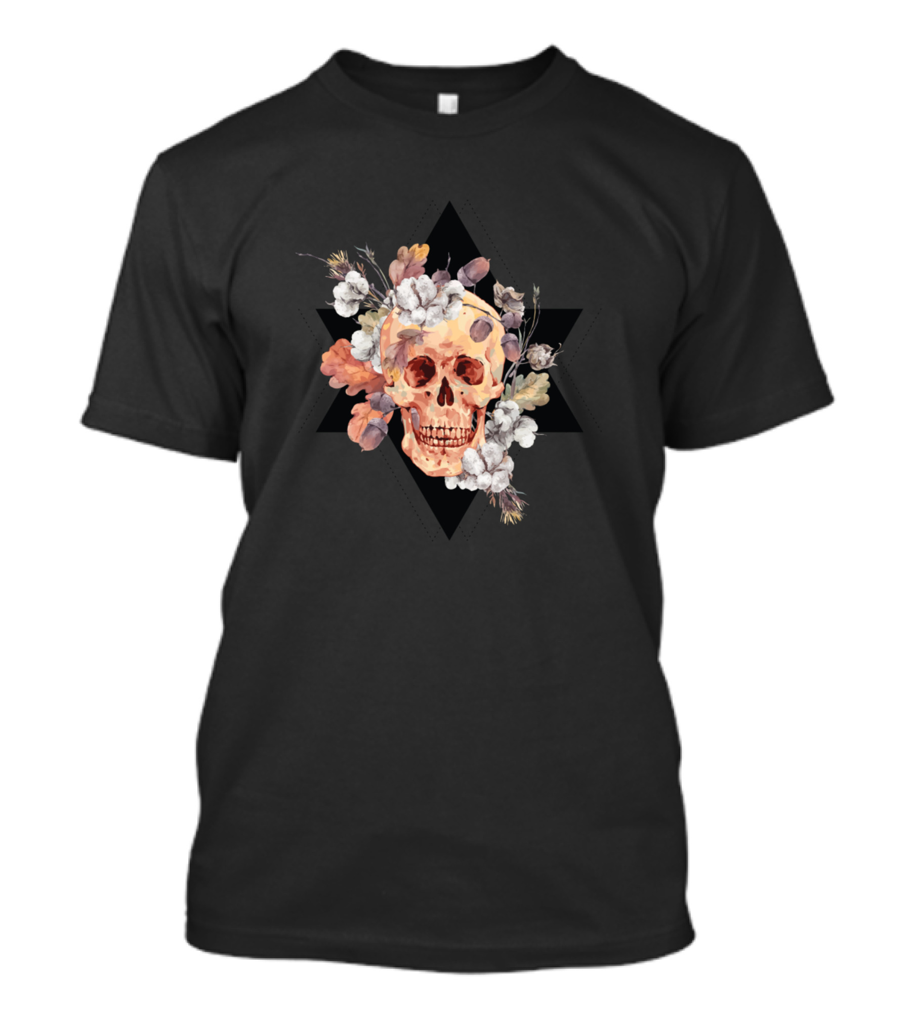 Skull With Floral Watercolor Boho Vibe T-Shirt
