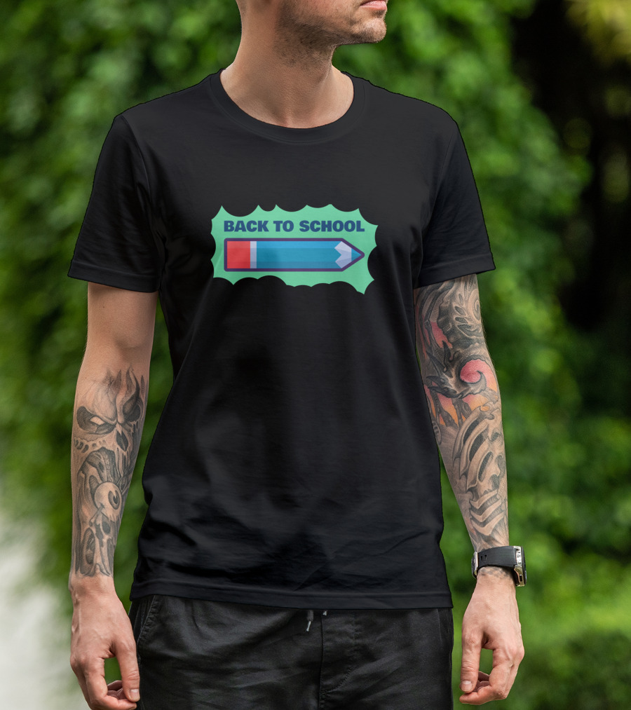 Back To School Pencil Icon On Green Comic Background T-Shirt