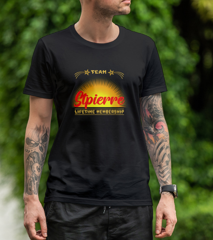Team Stpierre Lifetime Membership Starburst Motif T-Shirt