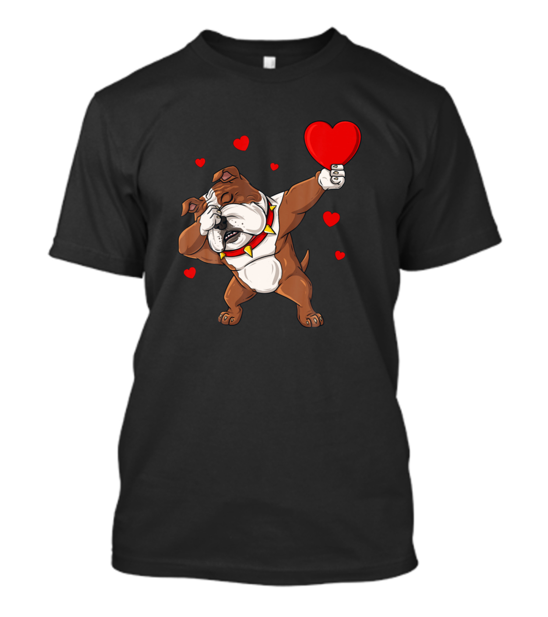 Valentines Day Love Heart Dabbing Bulldog T-Shirt