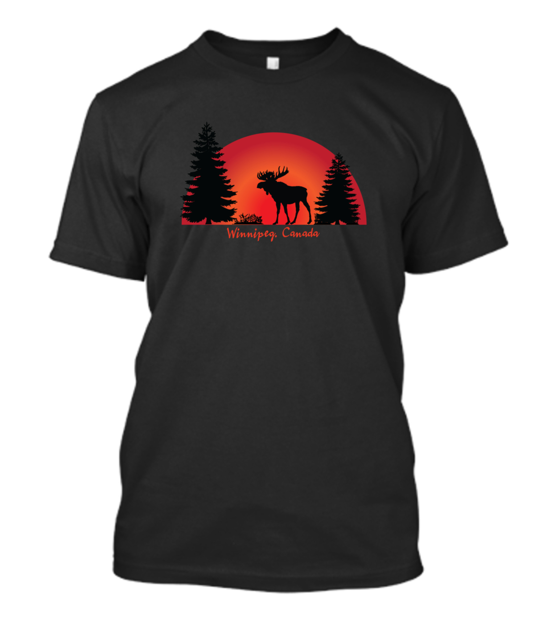 Winnipeg Canada Moose And Forest Silhouette Sunset T-Shirt