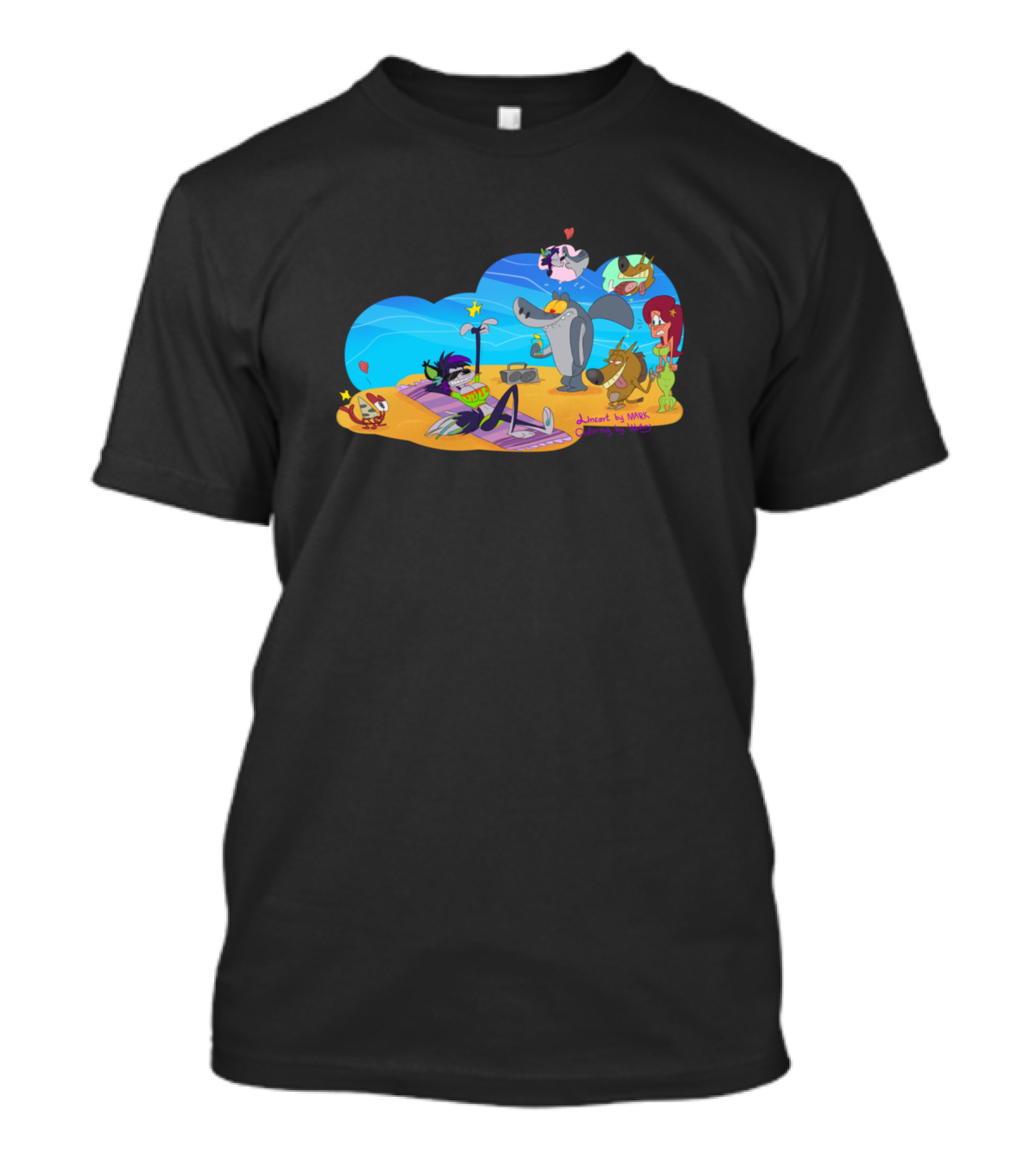 Zig And Sharko Beach Fun Cartoon Characters By Naoko T-Shirt