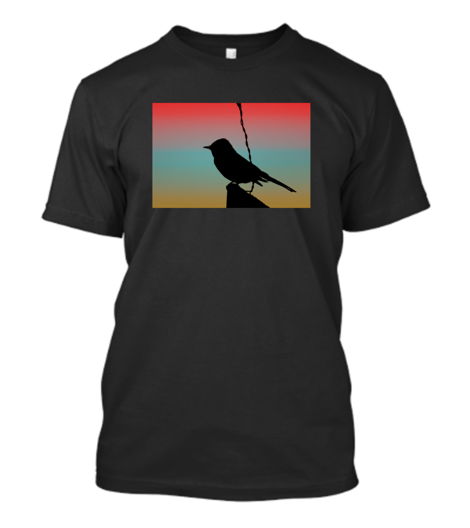 Black Phoebe Silhouette On Colorful Tuscan Sunset T-Shirt