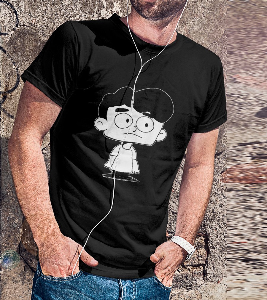 Comic Strip Style Sad Cartoon Boy Character T-Shirt