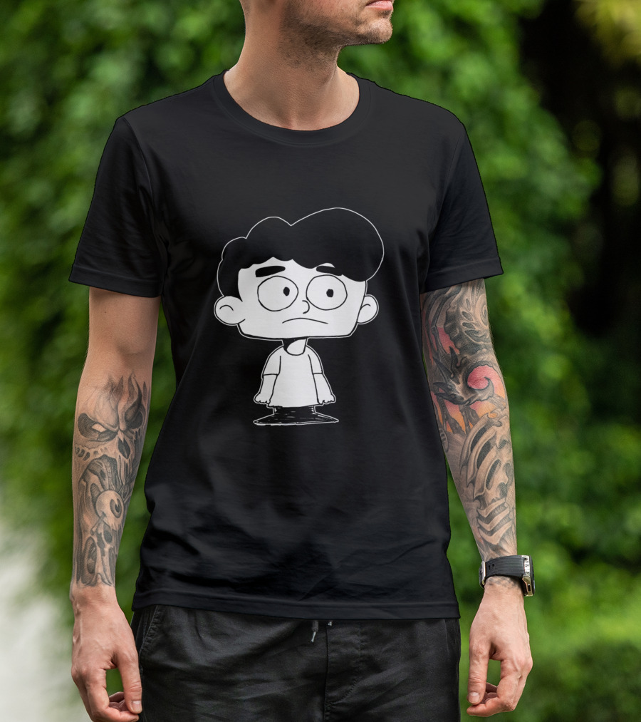Comic Strip Style Sad Cartoon Boy Character T-Shirt