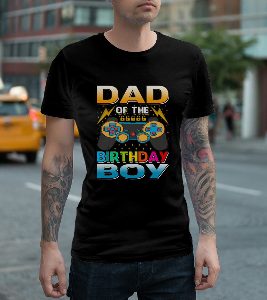 Dad Of The Birthday Boy Gamer Controller T-Shirt