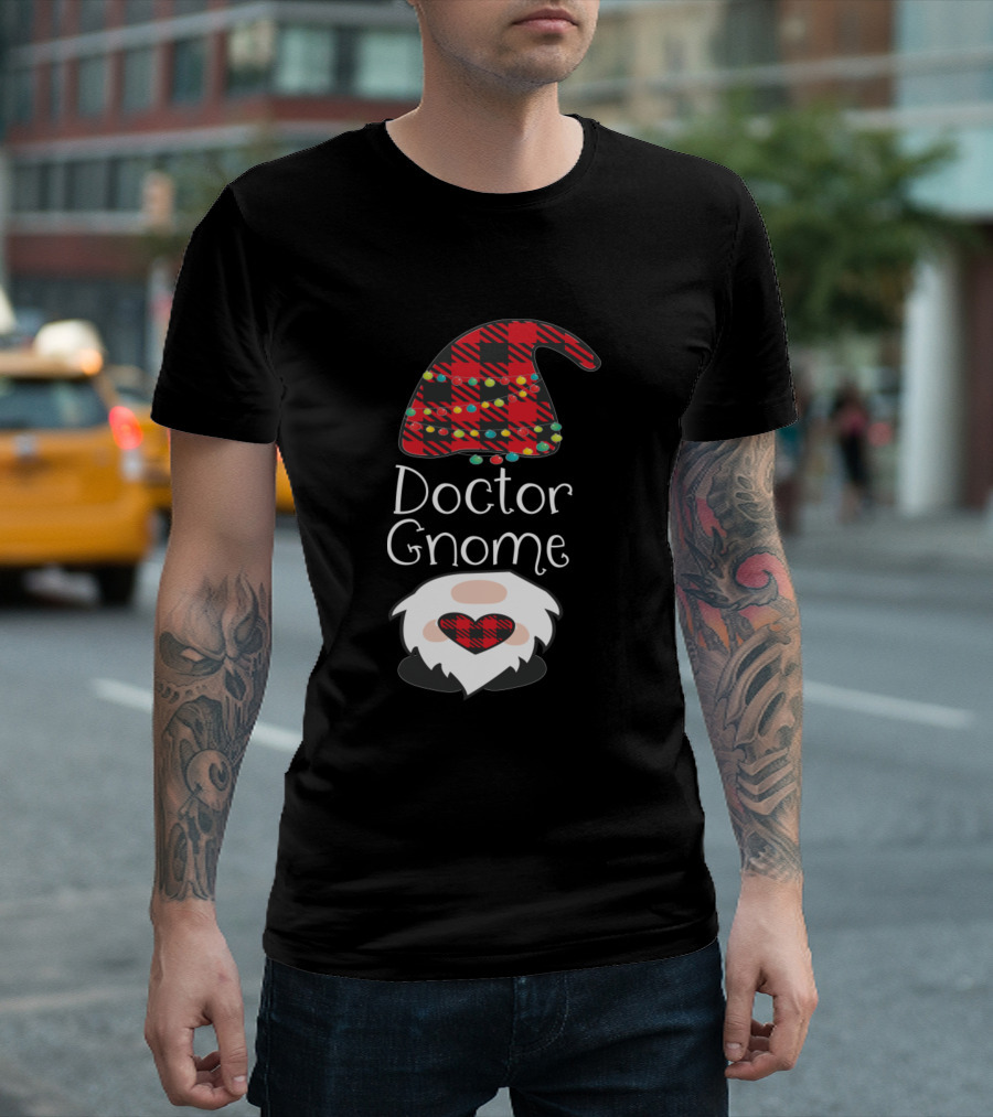 Doctor Gnome Red Plaid Buffalo Christmas Hat T-Shirt