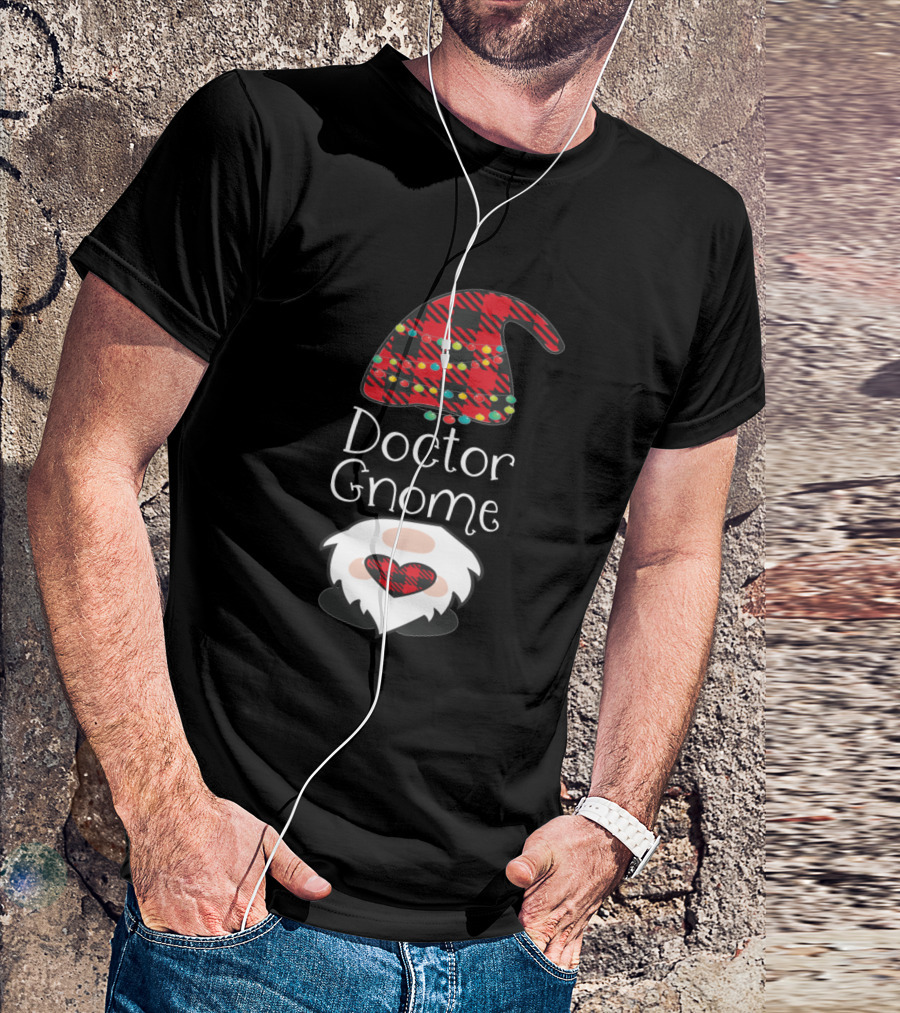 Doctor Gnome Red Plaid Buffalo Christmas Hat T-Shirt