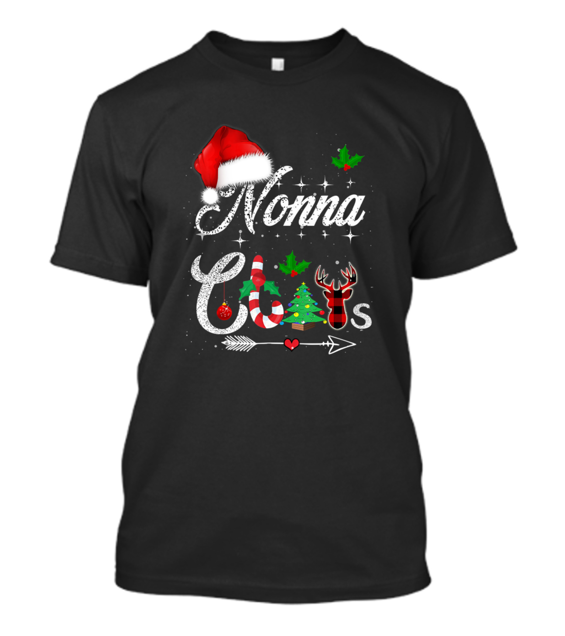Nonna Claus Santa Hat Reindeer Candy Cane Christmas Tree Decor T-Shirt
