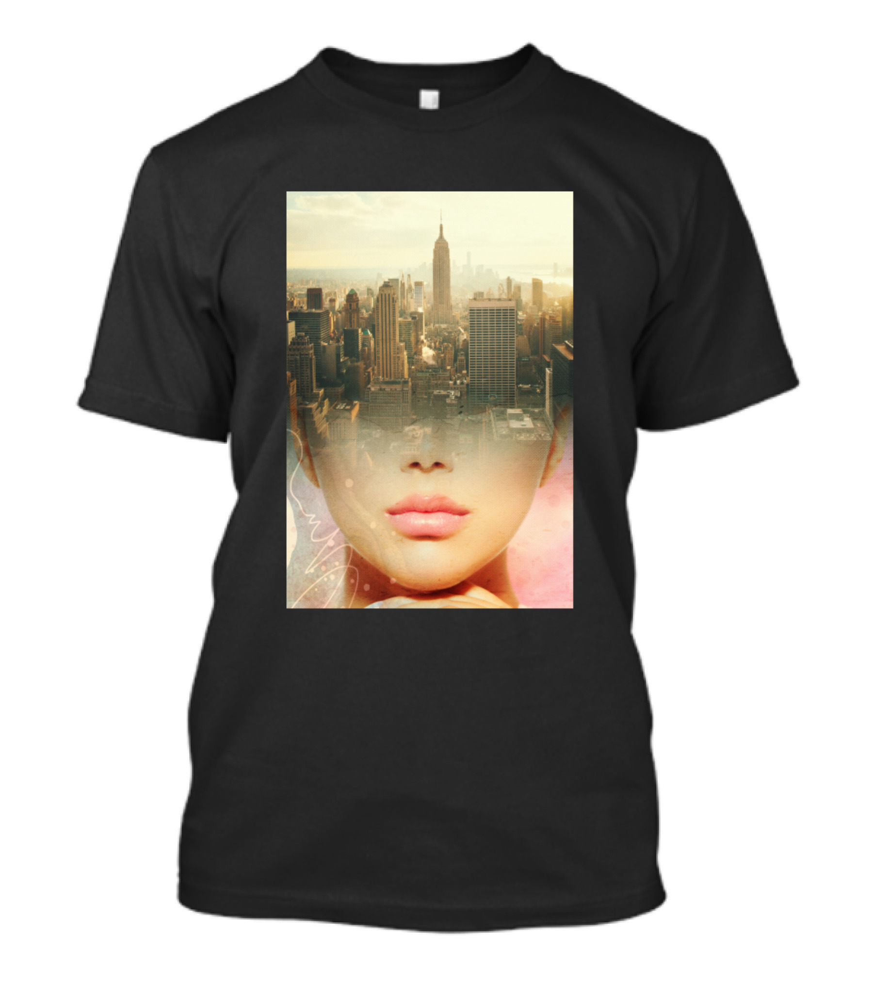Girl Lips New York City Skyline Fusion T-Shirt