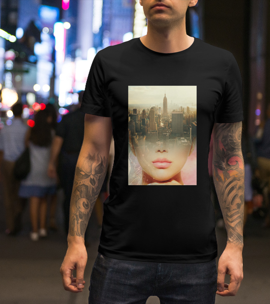 Girl Lips New York City Skyline Fusion T-Shirt