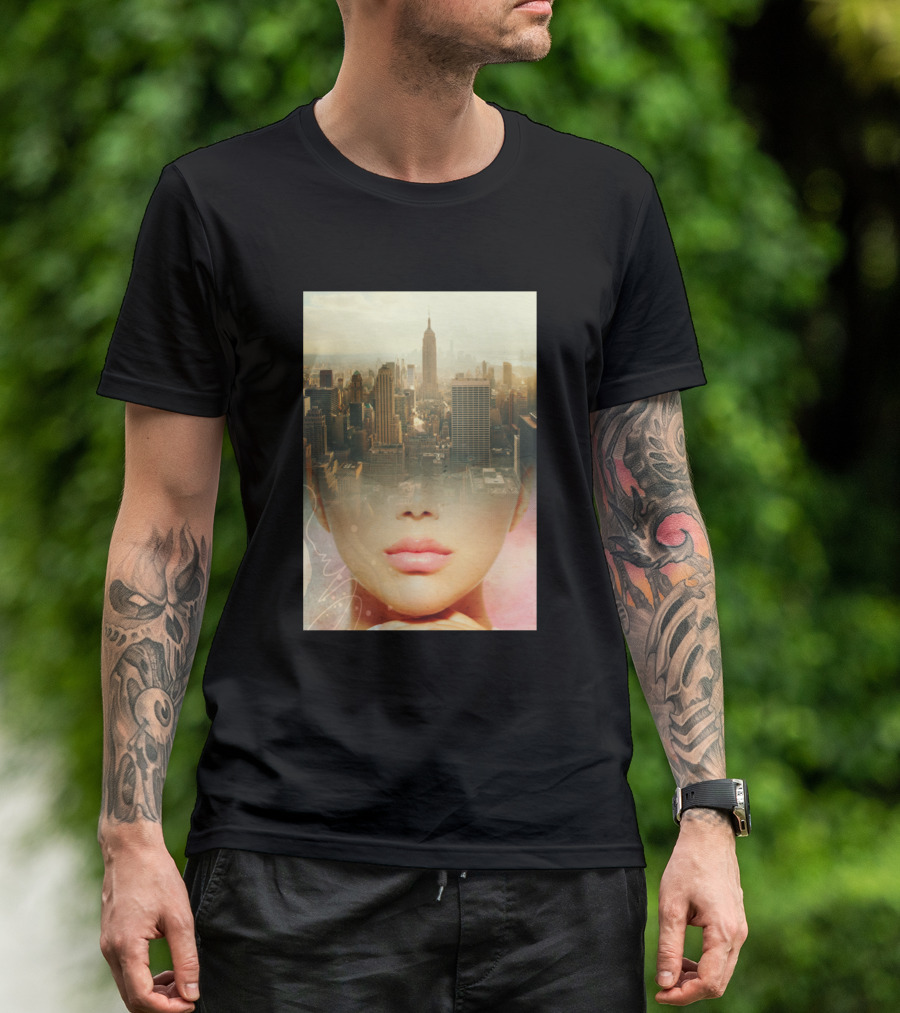 Girl Lips New York City Skyline Fusion T-Shirt