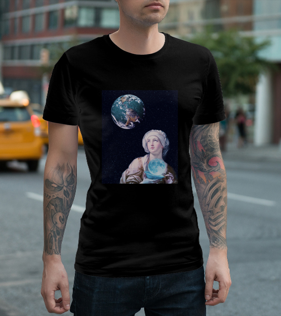 Renaissance Style Moon And Earth Space Scene T-Shirt