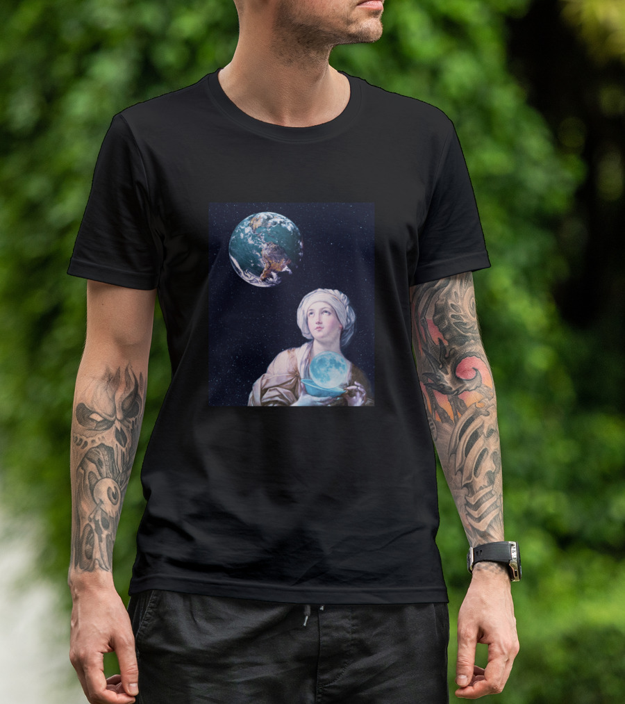 Renaissance Style Moon And Earth Space Scene T-Shirt