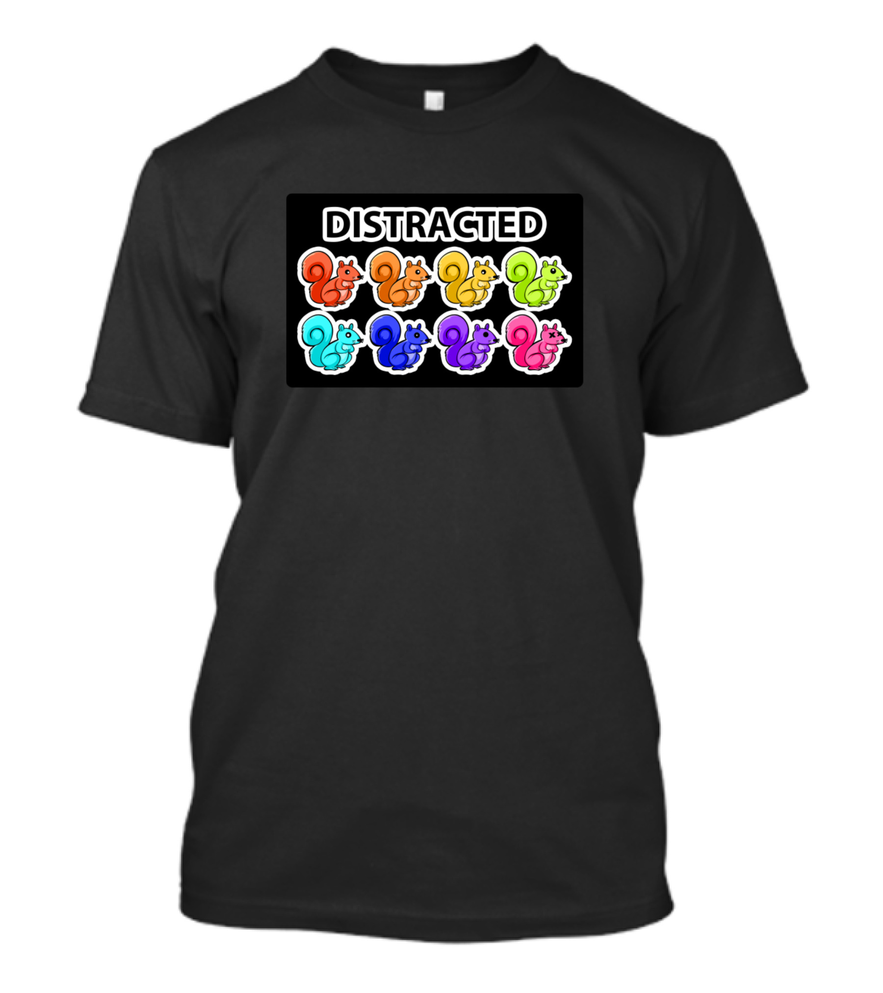 Distracted Rainbow Squirrels ADHD Brain T-Shirt