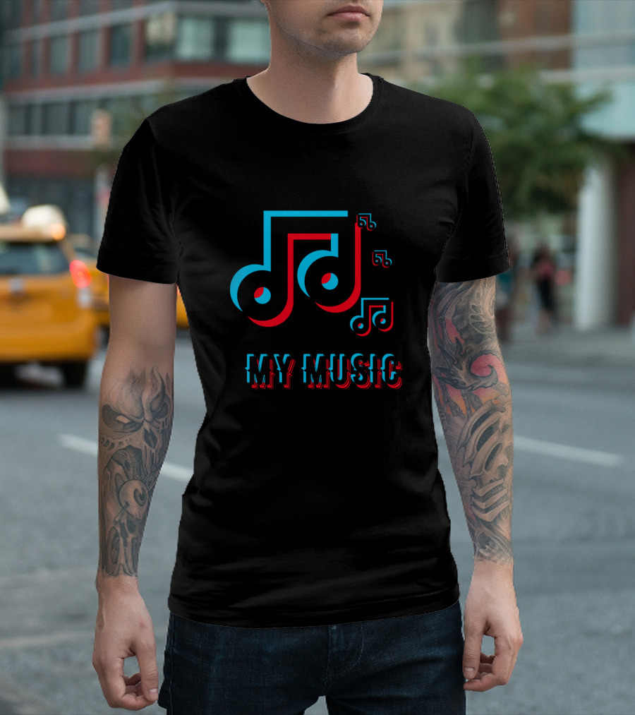 MY MUSIC Musical Notes Tricolor T-Shirt