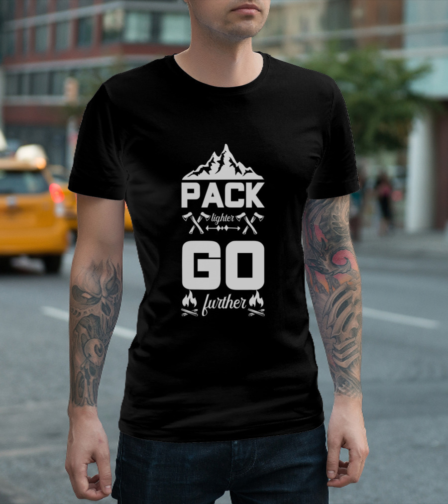 Pack Lighter Go Further Mountain Axes Campfire Adventure T-Shirt