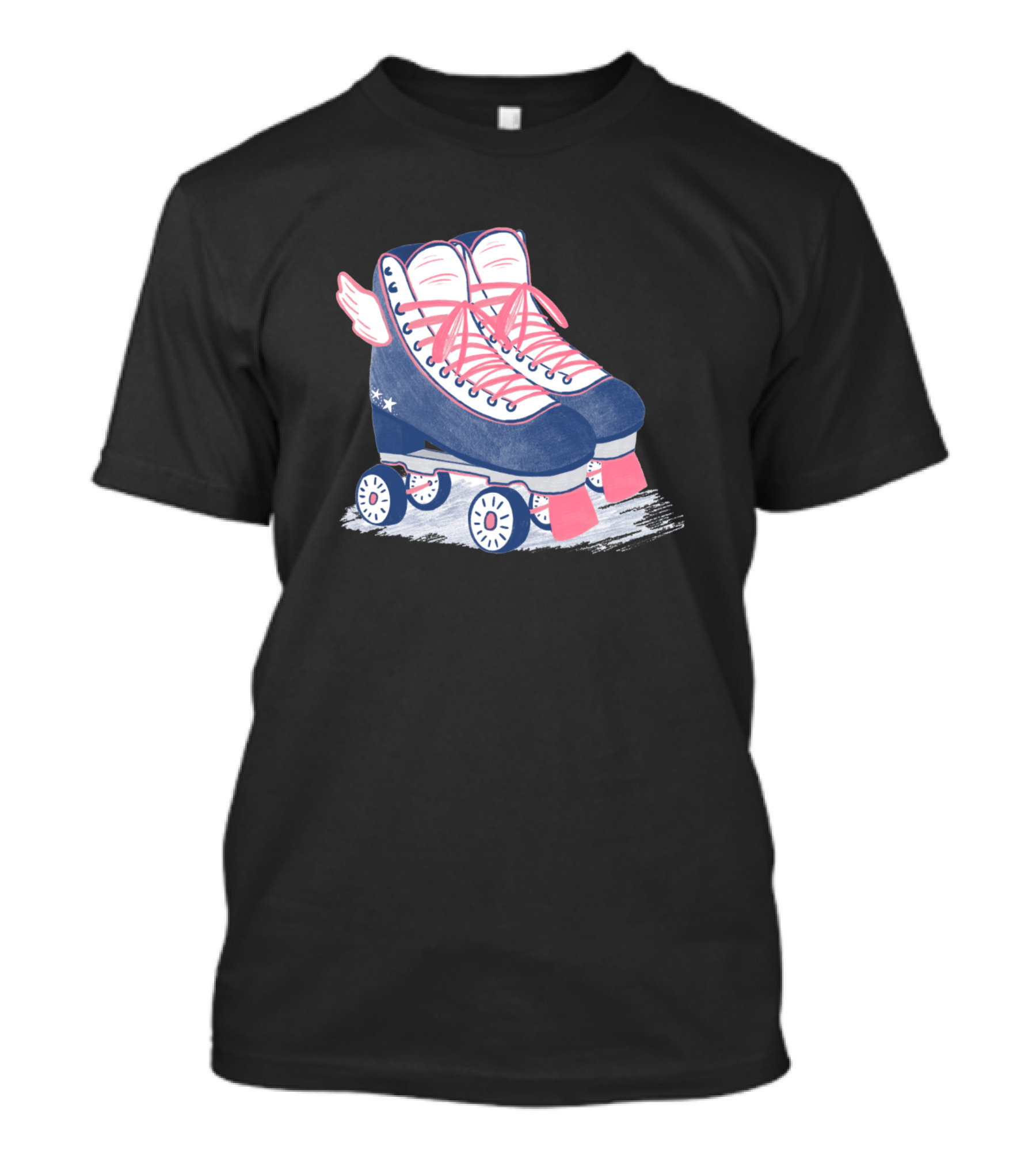 Retro Winged Roller Skates With Star Accents T-Shirt