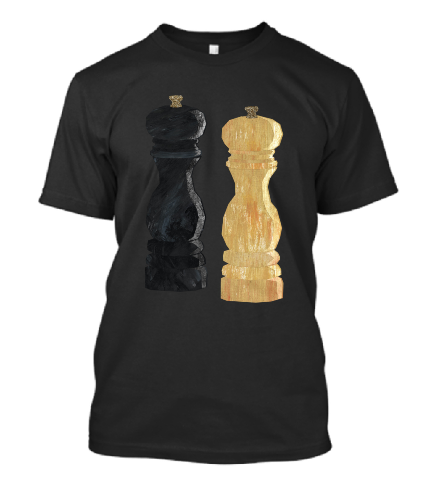Salf And Pepper Mills Black And Wood Textured Pair T-Shirt