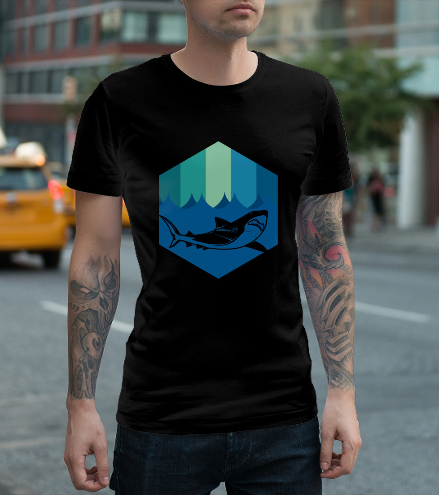 Shark Teeth Ocean Hexagon Shark T-Shirt