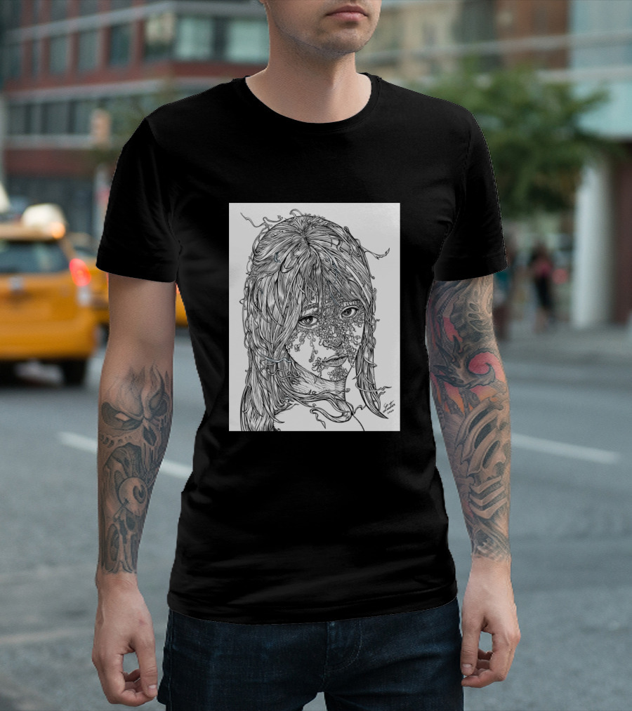 Spring Girl Intricate Line Art by Fabio Gil T-Shirt