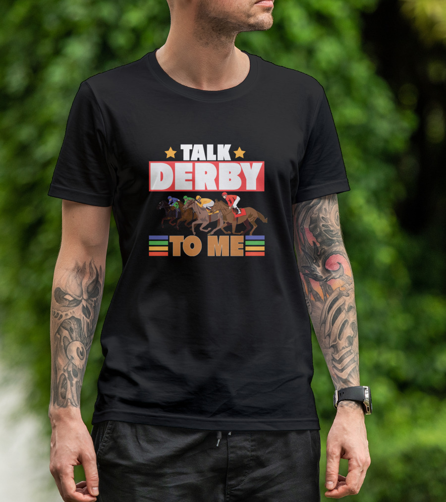 Talk Derby To Me Funny Horse Race Jockey Stars And Stripes Racing T-Shirt