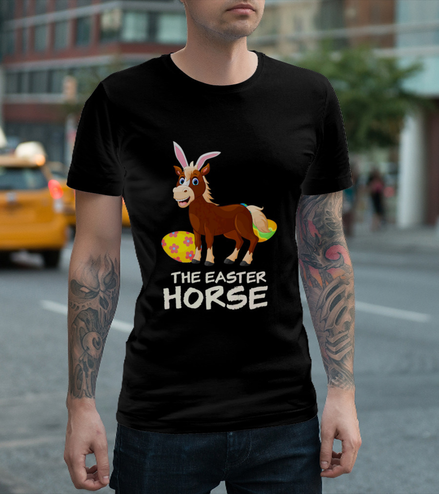 The Easter Horse With Colorful Eggs And Bunny Ears T-Shirt