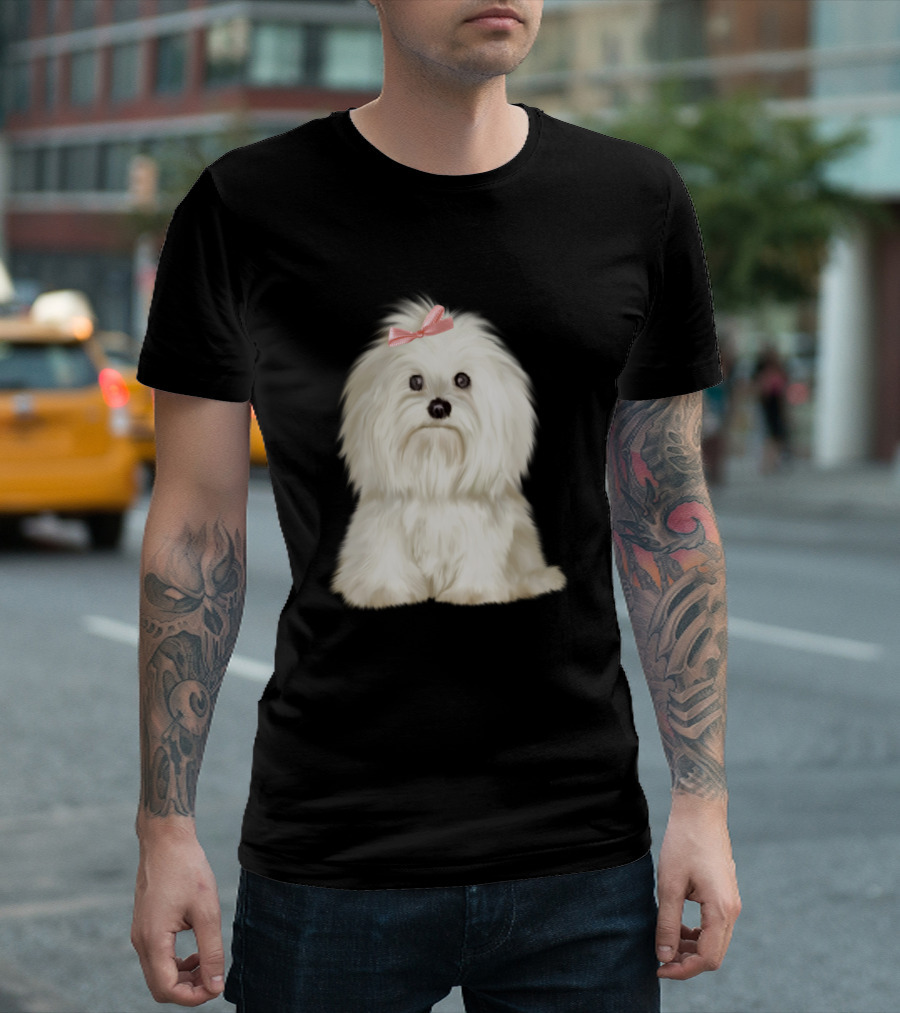 The Cute And Faithful White Dog With Pink Bow T-Shirt