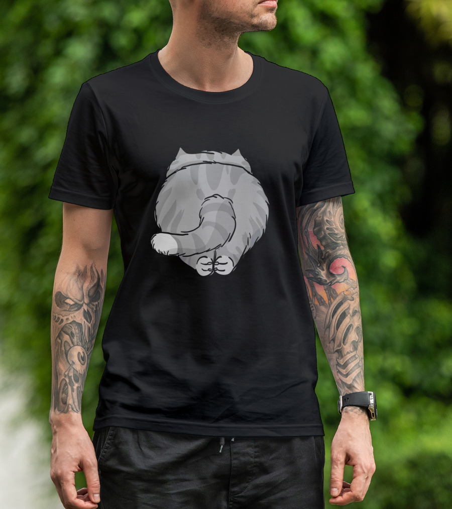 The Striped Cat Gray Tabby Back View T-Shirt