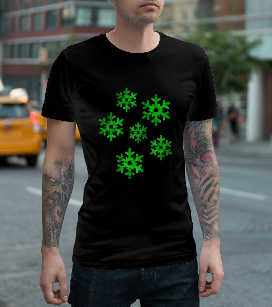 Watercolor Green Snowflakes T-Shirt