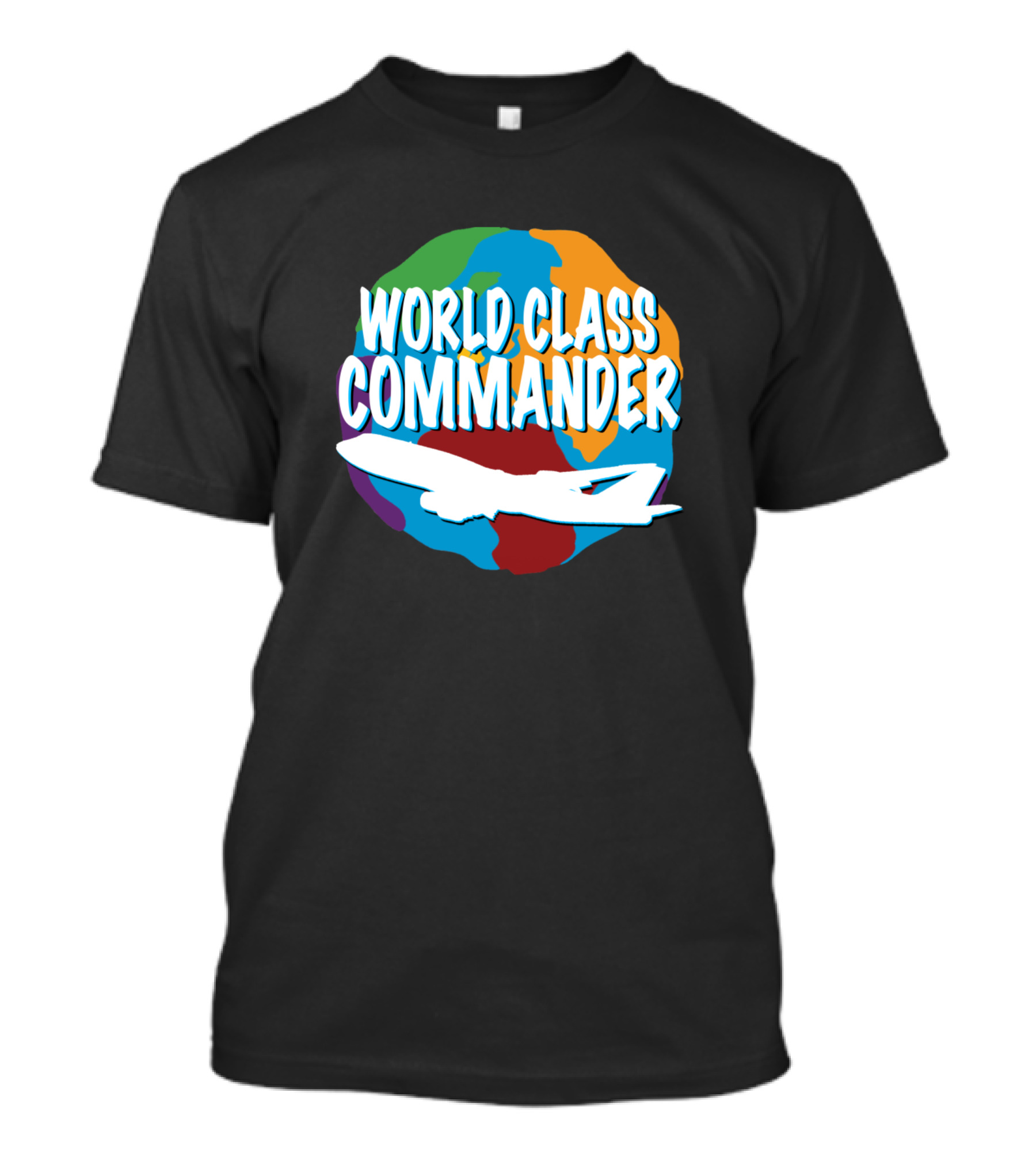 WORLD CLASS COMMANDER COLORFUL GLOBE AIRPLANE T-Shirt