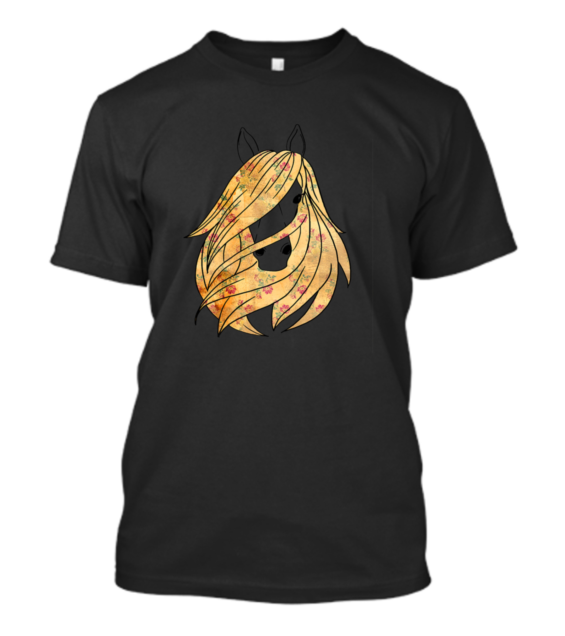 Yellow Floral Horse Design For Horse Girls Equestrian T-Shirt